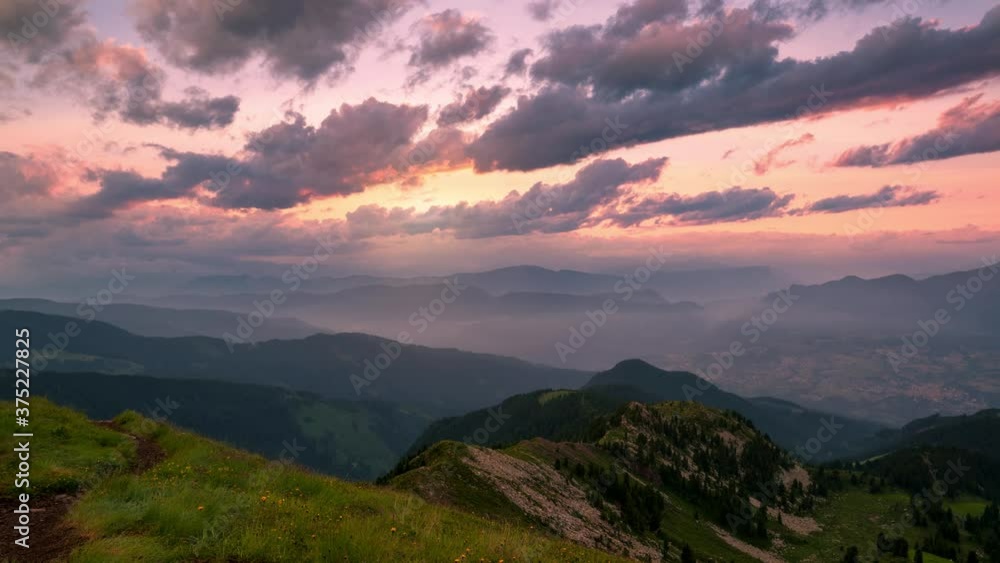 Day to sunset time lapse over Lagorai mountain. Italy Day to sunset time lapse over Lagorai mountain. Italy