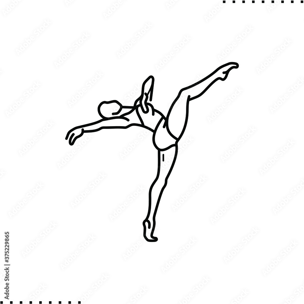 Ballet dancer, fluid movements vector icon in outline Ballet dancer, fluid movements vector icon in outline