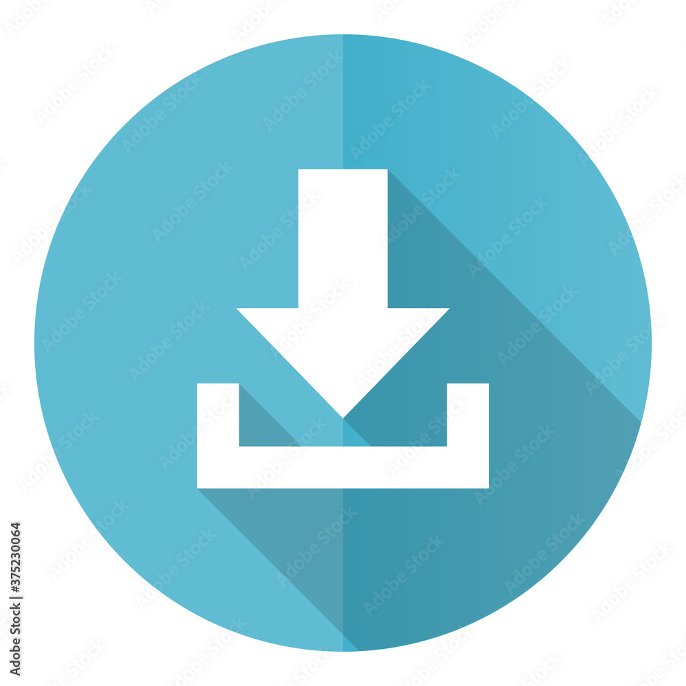 Download vector icon, flat design blue round web button isolated on white background Download vector icon, flat design blue round web button isolated on white background