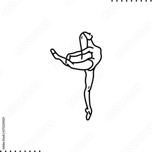 Ballet dancer,  stretching vector icon in outline