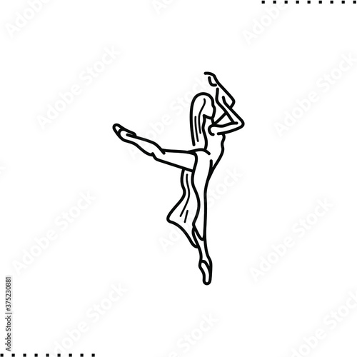 Ballet dancer, stretching vector icon in outline