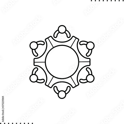 Co-working vector icon in outline
