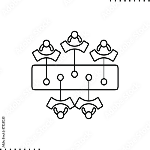 Co-working vector icon in outline