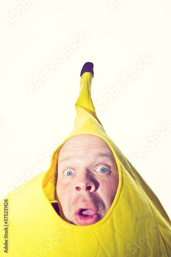 Human Banana - scared man in banana costume photo