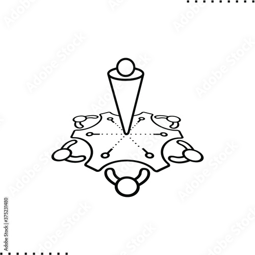Co-working vector icon in outline