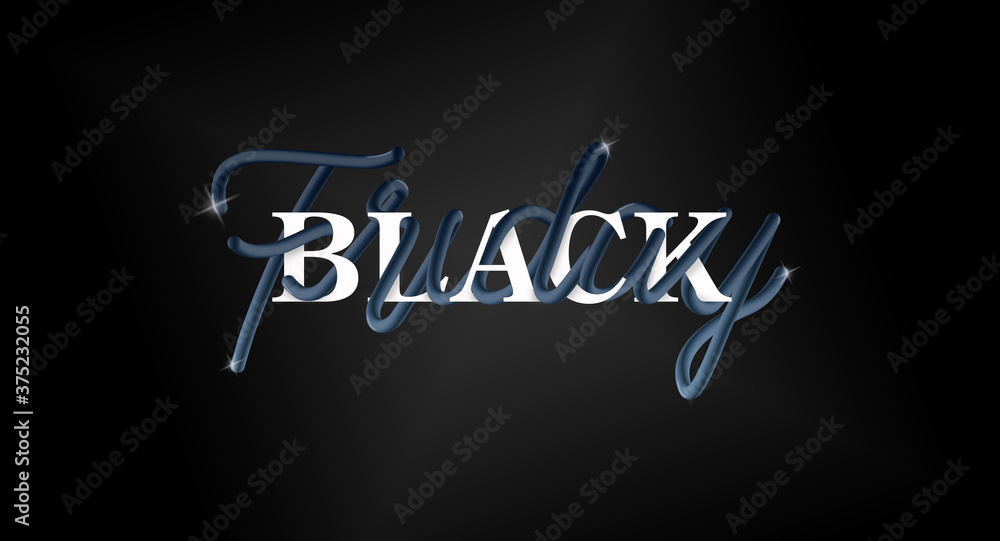 Black Friday banner ad with blue calligraphic/script gradient interlaced text. Black Friday banner ad with blue calligraphic/script gradient interlaced text.