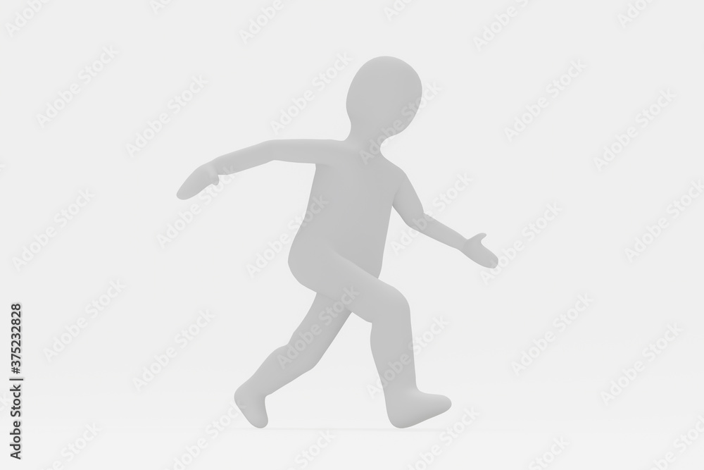 3d illustration of white man is running, man in a hurry on white background 3d illustration of white man is running, man in a hurry on white background
