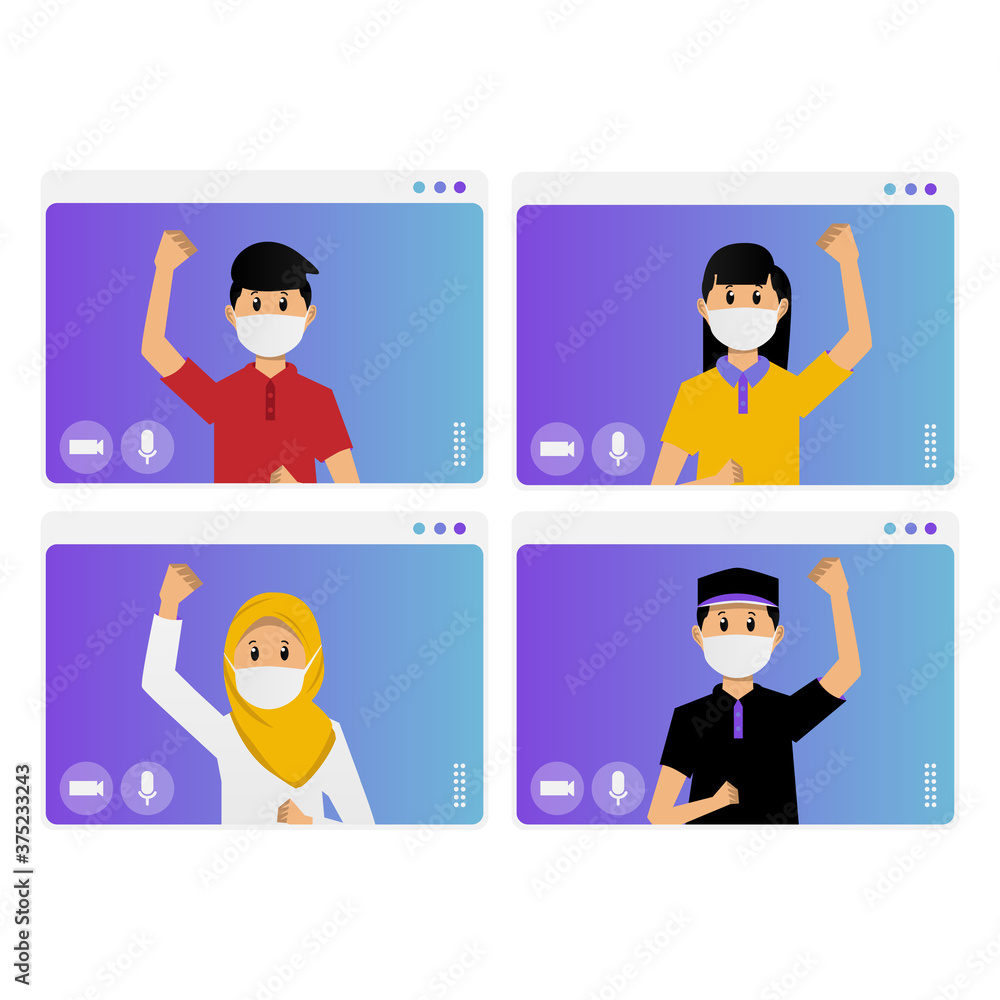set of screen video conference collection design illustration set of screen video conference collection design illustration