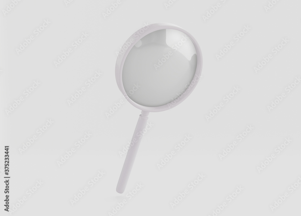 Zoom lens magnifier on a white background. Magnifying equipment instrument, magnifier loupe. 3d render Zoom lens magnifier on a white background. Magnifying equipment instrument, magnifier loupe. 3d render
