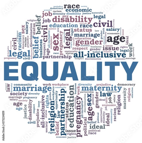 Equality vector illustration word cloud isolated on a white background.