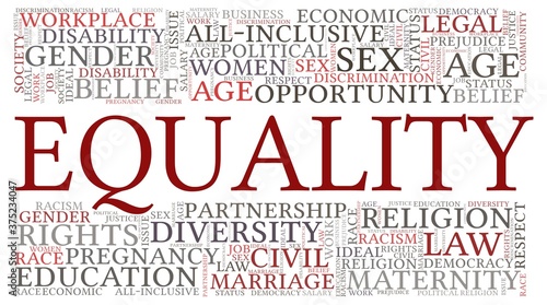 Equality vector illustration word cloud isolated on a white background.