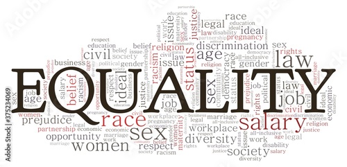 Equality vector illustration word cloud isolated on a white background.