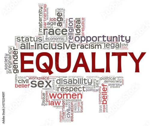 Equality vector illustration word cloud isolated on a white background.
