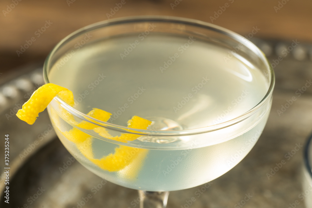 Refreshing Dry Martini with a Lemon Garnish Refreshing Dry Martini with a Lemon Garnish