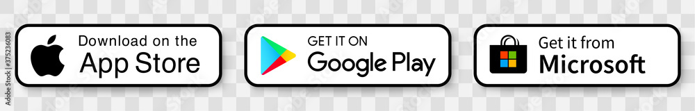 App store google play microsoft  button set Vector Image