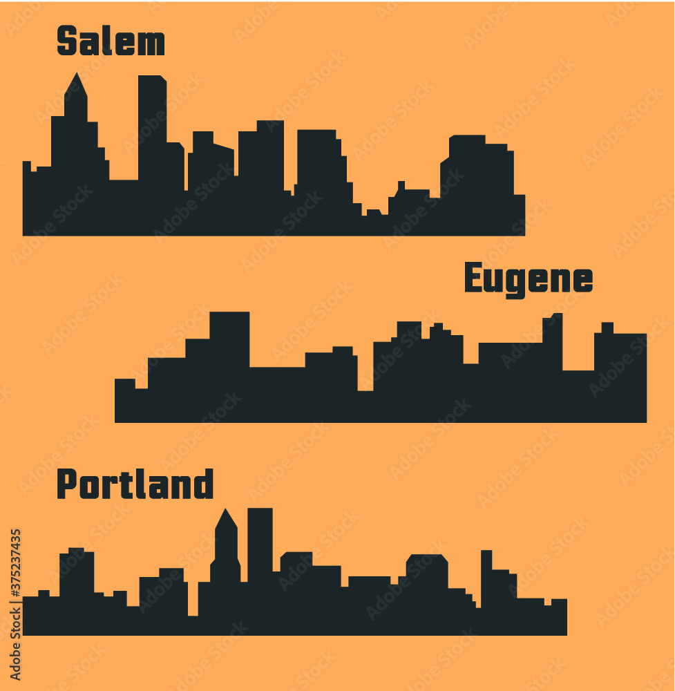 Set of 3 city in Oregon ( Salem, Portland, Eugene )