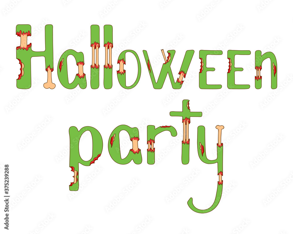 Halloween party lettering. Font in zombie style for print designs, graphic elements, poster, sticker, banner, invitation. EPS10 Halloween party lettering. Font in zombie style for print designs, graphic elements, poster, sticker, banner, invitation. EPS10