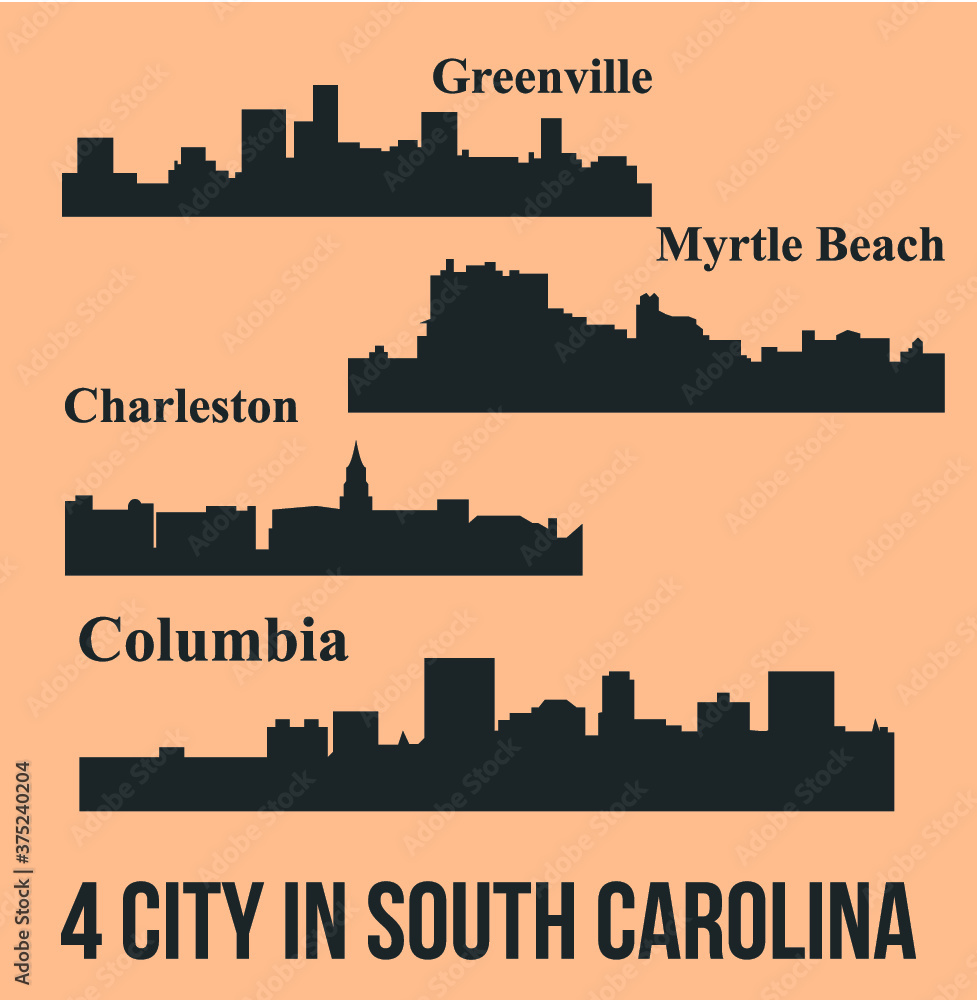 4 City in South Carolina ( Columbia, Charleston, Greenville, Myrtle Beach)