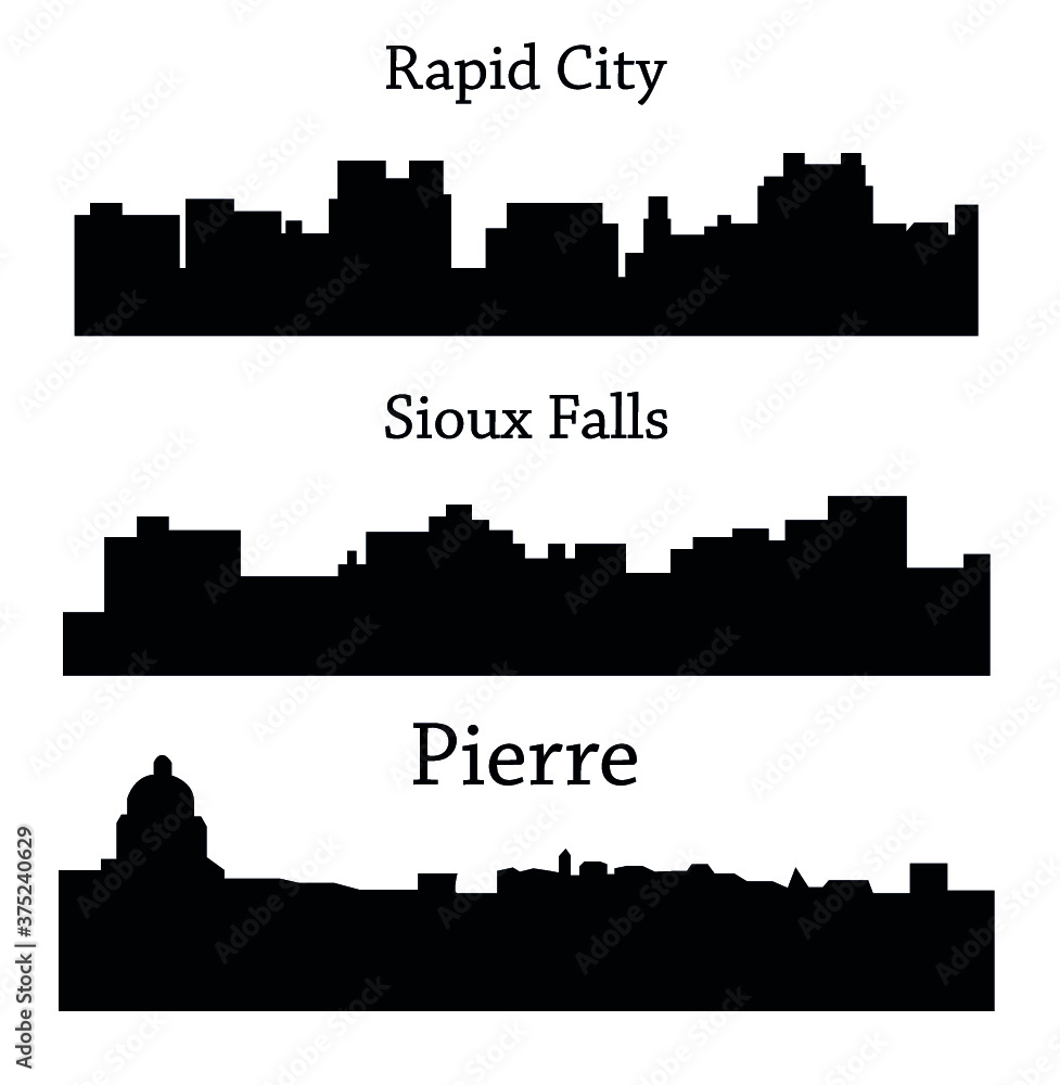 Set of 3 city in South Dakota ( Pierre, Sioux Falls, Rapid City )