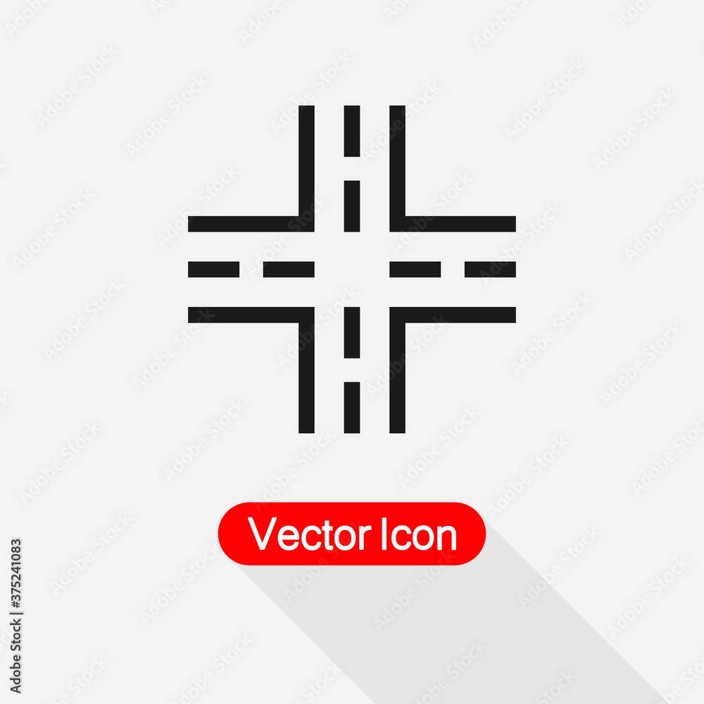 Obraz premium Cross Road Icon, Traffic Icon Vector Illustration Eps10