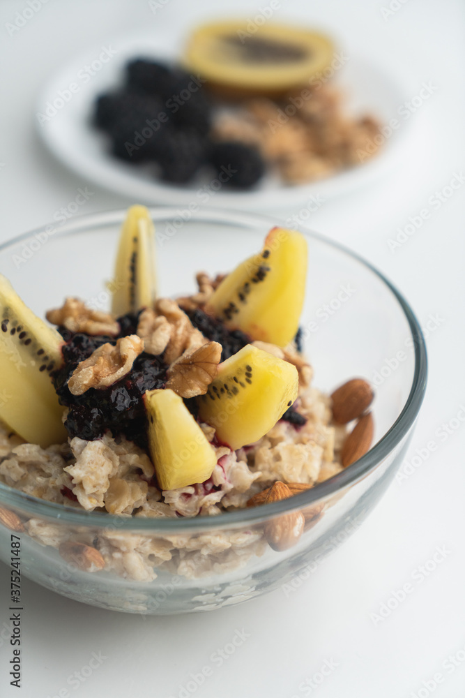 Delicious oatmeal for breakfast in the morning