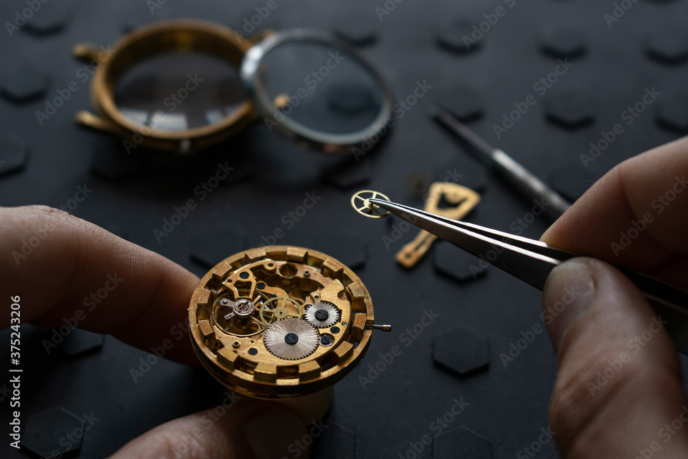 Watchmaker's workshop, mechanical watch repair. SPecial repair kit Watchmaker's workshop, mechanical watch repair. SPecial repair kit