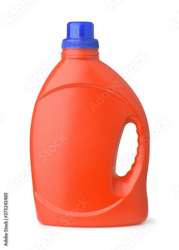 Fotografie Side view of red plastic bottle