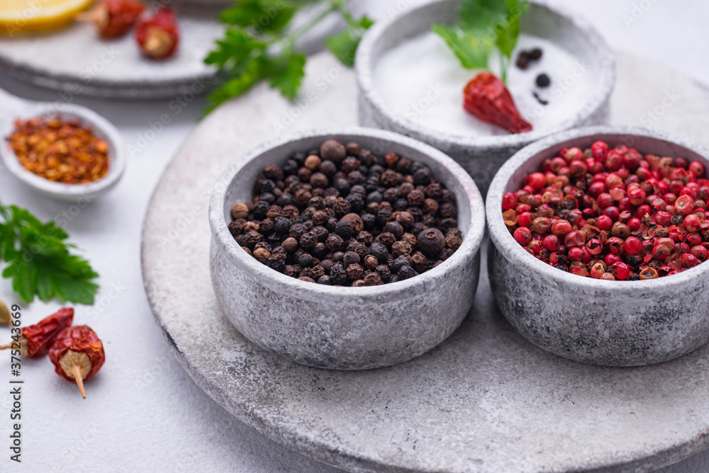 Different Asian spices in small bowls Different Asian spices in small bowls