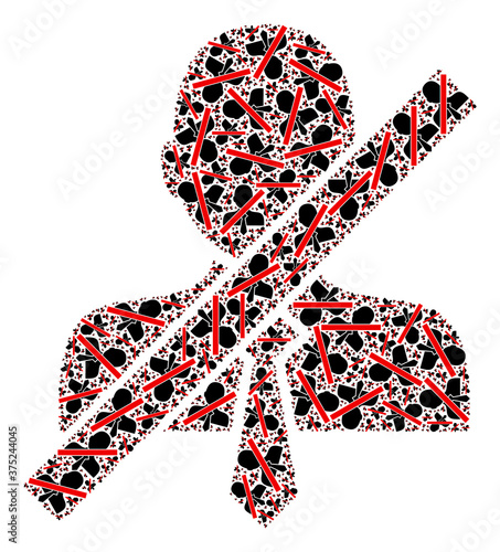 Recursion collage wrong clerk. Raster collage is made with random wrong clerk items. Flat raster design on a white background.