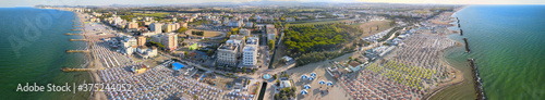 Panoramic aerial view of Misano Adriatico Beach in summer season
