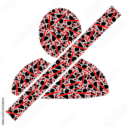 Recursive mosaic wrong user. Raster mosaic is formed with repeating wrong user parts. Flat raster design on a white background.