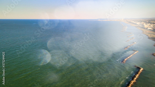 Aerial view of Ocean Water from drone in summer season
