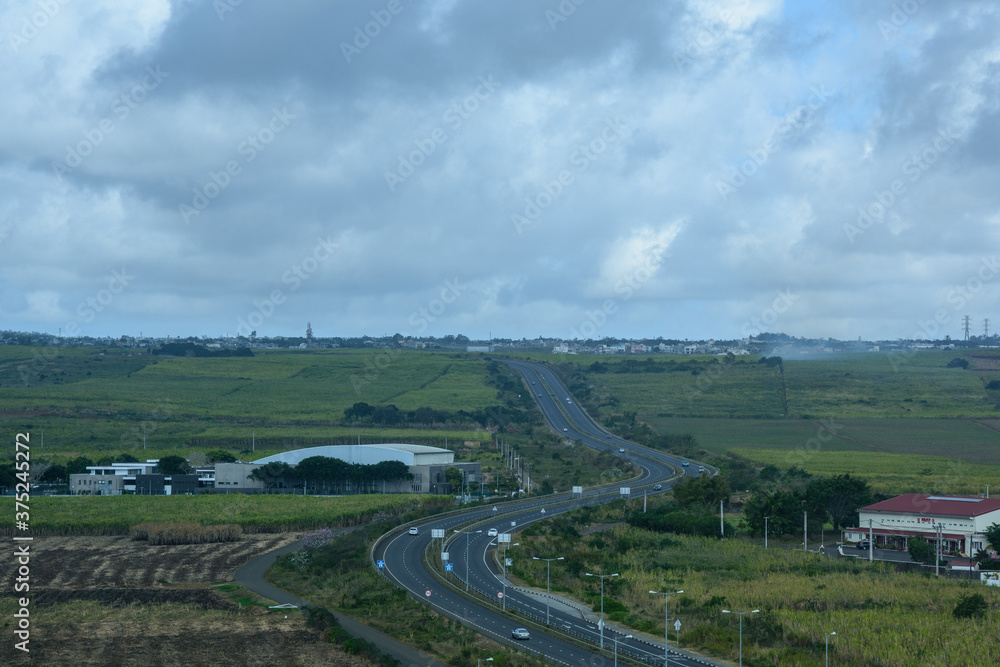 aerial view of rural landscape in Mauritius
