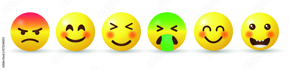 3D Emoticons with Different Reactions, Cute emoticons set, smile emoji, Fun 3d yellow smiley face icon 3D Emoticons with Different Reactions, Cute emoticons set, smile emoji, Fun 3d yellow smiley face icon