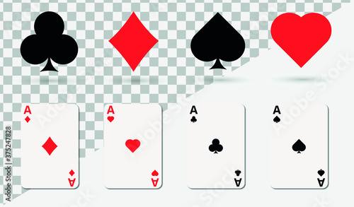 playing cards symbols, Set of four aces playing cards suits, Suit deck of playing cards, Pocer card suits set