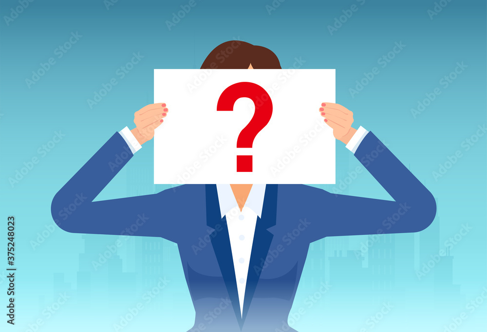 Vector of woman with question mark, unknown faceless user Vector of woman with question mark, unknown faceless user