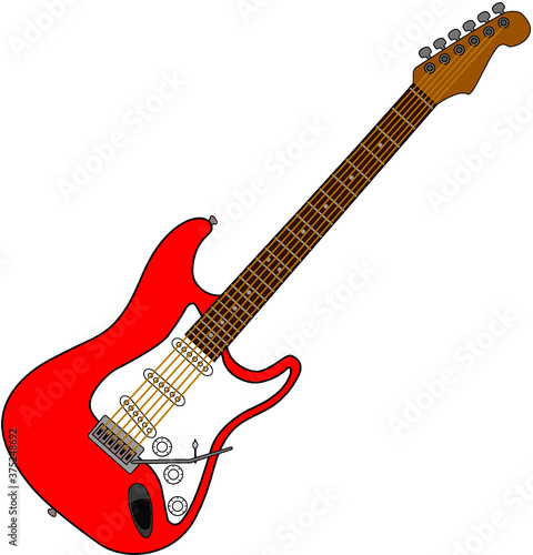 Vector graphic of a red electric guitar isolated on white