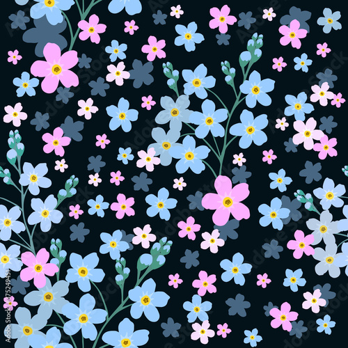 Forget-me-not is a seamless background. Vector illustration.