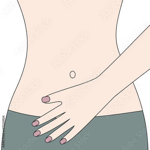 Girl holding hand to the belly