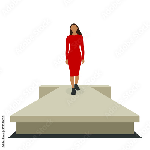 Female character goes on the podium 