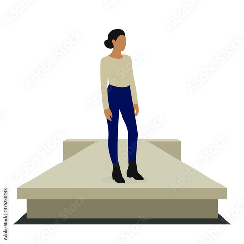 Female character on the podium