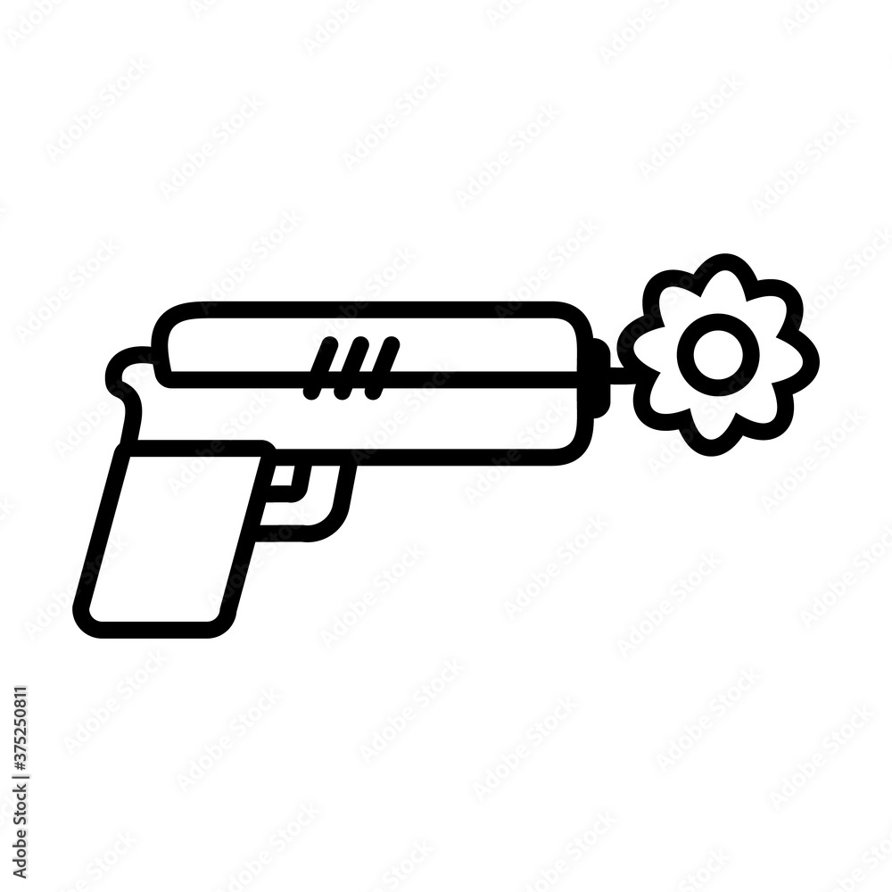 peace symbol, gun with a flower, line style