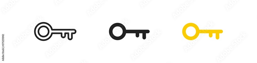 Old door key, simple icon set. Home lock isolated concept in vector flat Old door key, simple icon set. Home lock isolated concept in vector flat