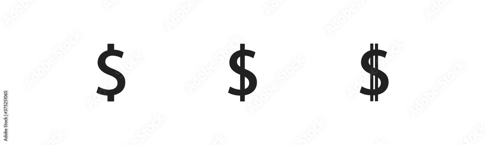 Dollar sign, simple icon set. Money isolated illustration. Cash cymbol concept in vector flat Dollar sign, simple icon set. Money isolated illustration. Cash cymbol concept in vector flat