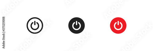 Button power, simple icon set. Start and off concept logo in vector flat