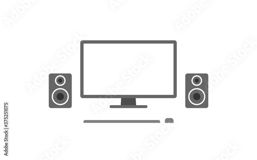 PC screen isolated simple icon. Monitor, concept illustration in vector flat