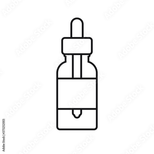 Vector flat outline oil essence bottle isolated on white background