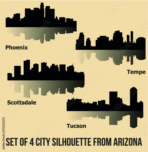Set of 4 City from Arizona (Phoenix, Scottsdale, Tempe, Tucson)