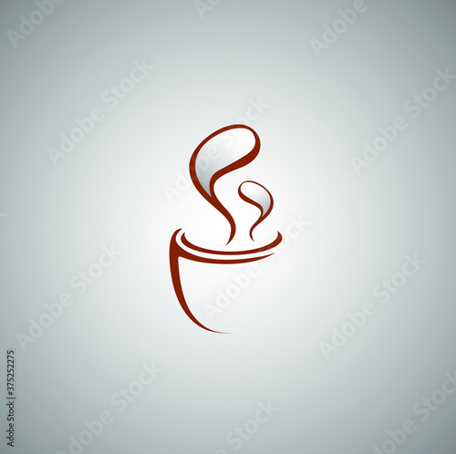 Coffee logo template with cup and steam