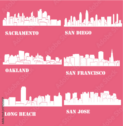 Cities in California ( Sacramento, San Diego, San Jose, Oakland, Long Beach, San Francisco )